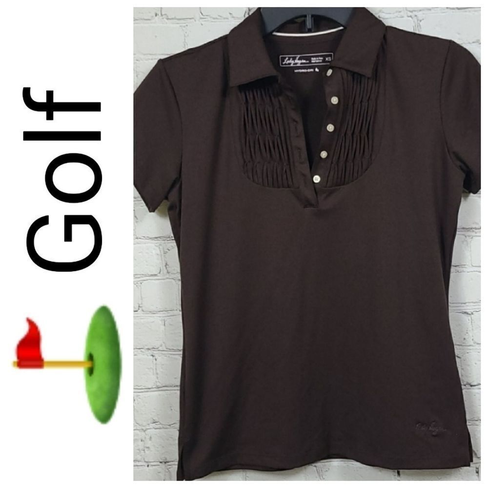 Lady Hagen Hydro-Dri Brown Pleated Golf Polo Shirt - Women's XS Golfcore Sporty